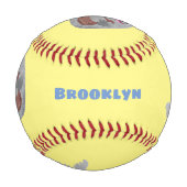 Happy niedlich Harp Siegel Cartoon Illustration Baseball (Vorderseite)