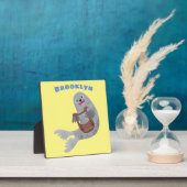 Happy niedlich Harp Siegel Cartoon Illustration Fotoplatte (InSitu)