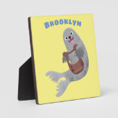 Happy niedlich Harp Siegel Cartoon Illustration Fotoplatte (Vorderseite)