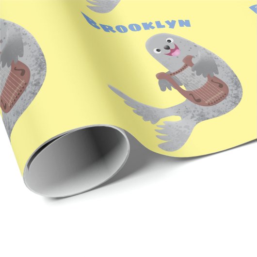 Happy niedlich Harp Siegel Cartoon Illustration Geschenkpapier (Rolleneckpunkt)