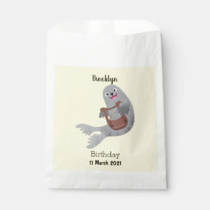 Happy niedlich Harp Siegel Cartoon Illustration Geschenktütchen