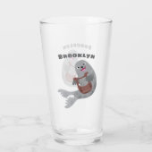 Happy niedlich Harp Siegel Cartoon Illustration Glas (Rückseite)