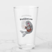 Happy niedlich Harp Siegel Cartoon Illustration Glas (Vorderseite)