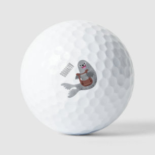 Happy niedlich Harp Siegel Cartoon Illustration Golfball