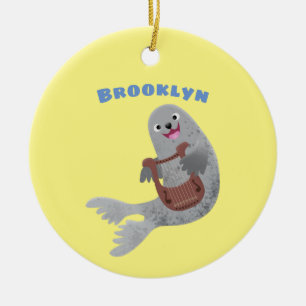 Happy niedlich Harp Siegel Cartoon Illustration Keramik Ornament