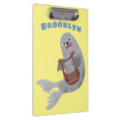 Happy niedlich Harp Siegel Cartoon Illustration Klemmbrett (Rechts)