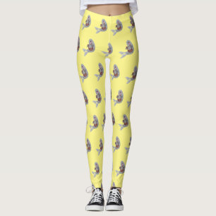 Happy niedlich Harp Siegel Cartoon Illustration Leggings
