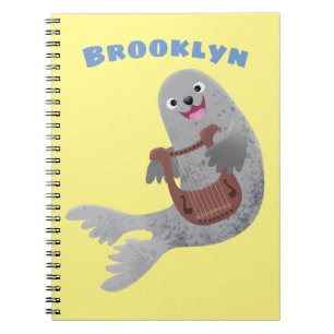 Happy niedlich Harp Siegel Cartoon Illustration Notizblock