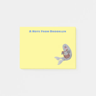 Happy niedlich Harp Siegel Cartoon Illustration Post-it Klebezettel