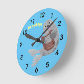 Happy niedlich Harp Siegel Cartoon Illustration Runde Wanduhr (Winkel)