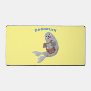 Happy niedlich Harp Siegel Cartoon Illustration Schreibtischunterlage