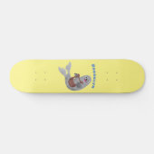 Happy niedlich Harp Siegel Cartoon Illustration Skateboard (Horizontal)