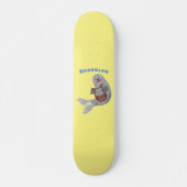 Happy niedlich Harp Siegel Cartoon Illustration Skateboard (Vorne)