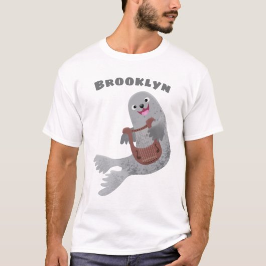 Happy niedlich Harp Siegel Cartoon Illustration T-Shirt (Vorderseite)