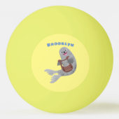 Happy niedlich Harp Siegel Cartoon Illustration Tischtennisball (Rückseite)