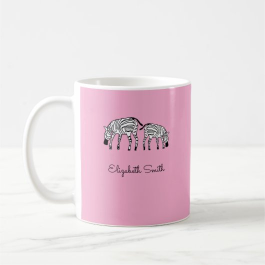 Happy Niedlich Kenya Zebras Pink Tasse (Links)