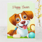 Happy Niedlich Lächeln Hund Karte (Gelbe Blume)