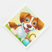 Happy Niedlich Lächeln Hund Serviette (Ecke)