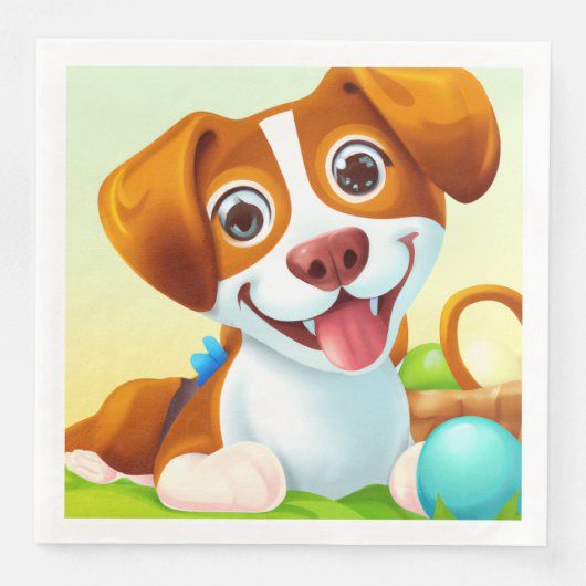 Happy Niedlich Lächeln Hund Serviette (Vorderseite)