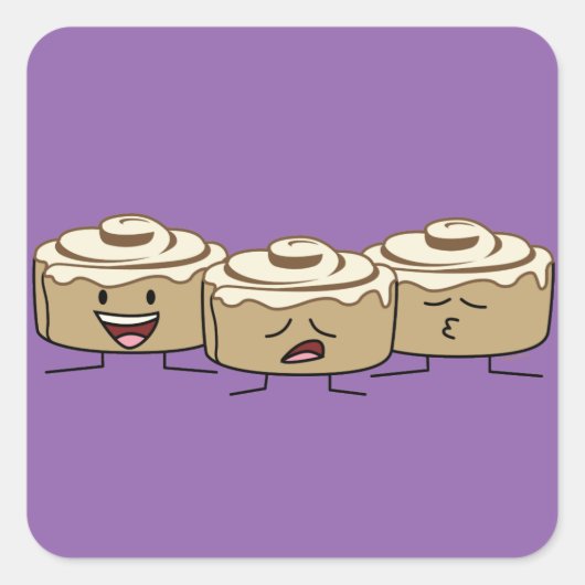 Happy Niedlich Lächelnde Zimtrollen Quadratischer Aufkleber (Vorderseite)