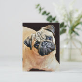 Happy Niedlich Mops Postkarte (Stehend Vorderseite)