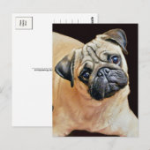 Happy Niedlich Mops Postkarte (Vorne/Hinten)