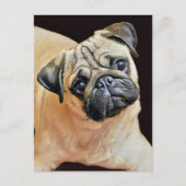 Happy Niedlich Mops Postkarte (Vorderseite)