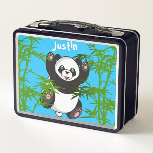Happy Niedlich Panda Mit Monogramm Lunch Box (Rückseite)