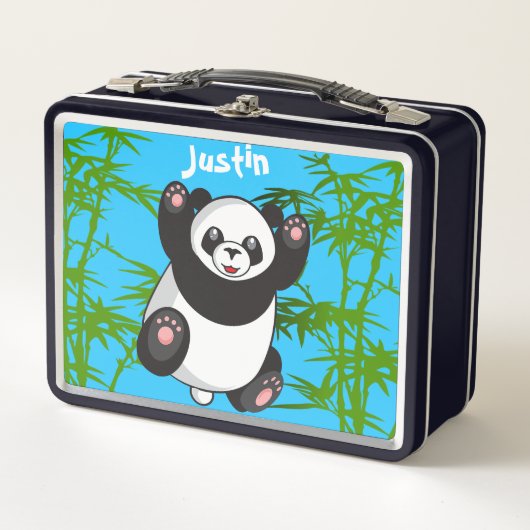 Happy Niedlich Panda Mit Monogramm Lunch Box (Vorderseite)