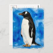 Happy Niedlich Pinguin Watercolor Postcard Postkarte (Vorne/Hinten)