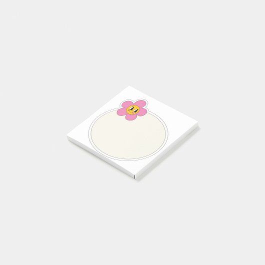 Happy niedlich Pink Blume Post it Note Post-it Klebezettel (angewinkelt)