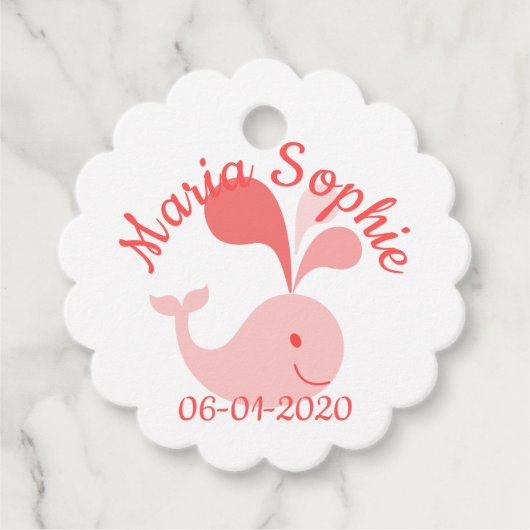 Happy Niedlich Pink Whale Geschenkanhänger (Vorderseite)