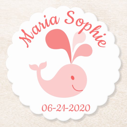 Happy Niedlich Pink Whale Untersetzer (Vorderseite)