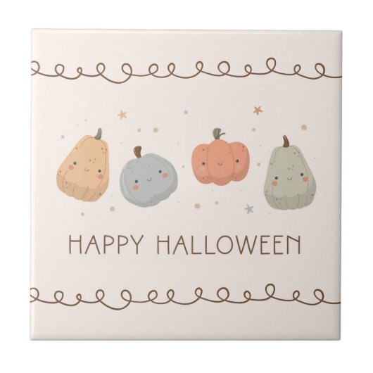 Happy Niedlich Pumpkin Design Keramik Tile Fliese (Vorderseite)
