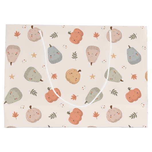 Happy Niedlich Pumpkin Pattern - Große Geschenktas Geschenktüte (Rückseite)