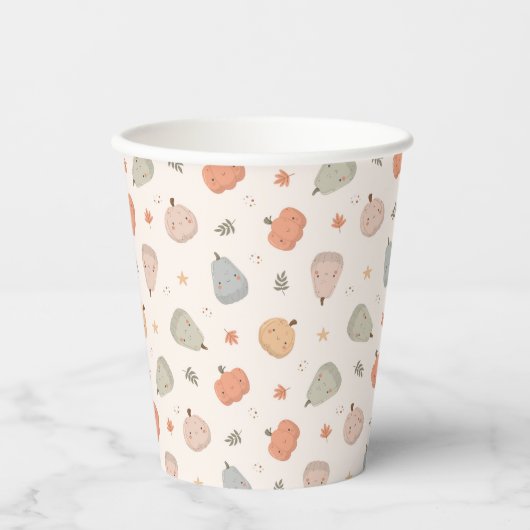 Happy Niedlich Pumpkin Pattern - Paper Cups Pappbecher (Vorderseite)
