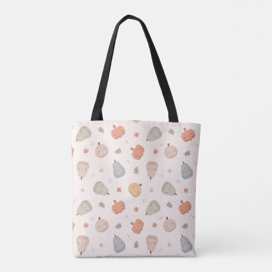 Happy Niedlich Pumpkin Pattern - Tote Bag Tasche (Rückseite)