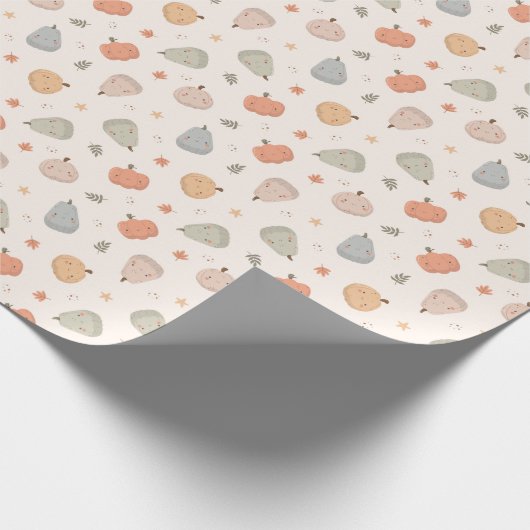 Happy Niedlich Pumpkin Pattern - Wrapping Paper Ro Geschenkpapier (Ecke)
