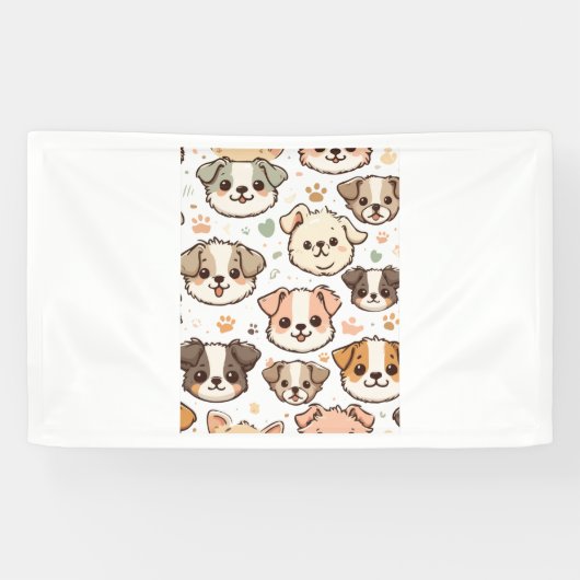 Happy Niedlich Puppies Pattern Banner (Horizontal)