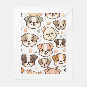 Happy Niedlich Puppies Pattern Fleecedecke