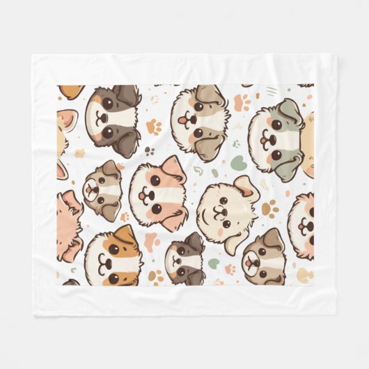 Happy Niedlich Puppies Pattern Fleecedecke (Vorderseite (Horizontal))