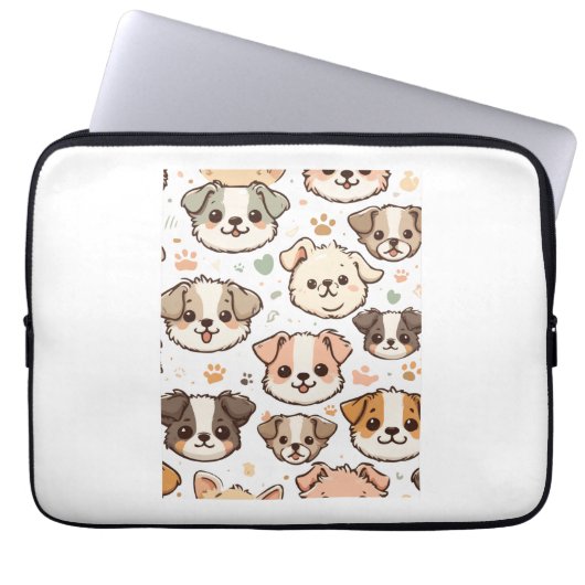 Happy Niedlich Puppies Pattern Laptopschutzhülle (Vorderseite)