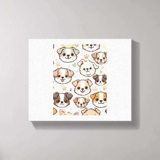 Happy Niedlich Puppies Pattern Leinwanddruck (Vorderseite)