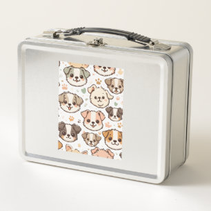 Happy Niedlich Puppies Pattern Metall Brotdose