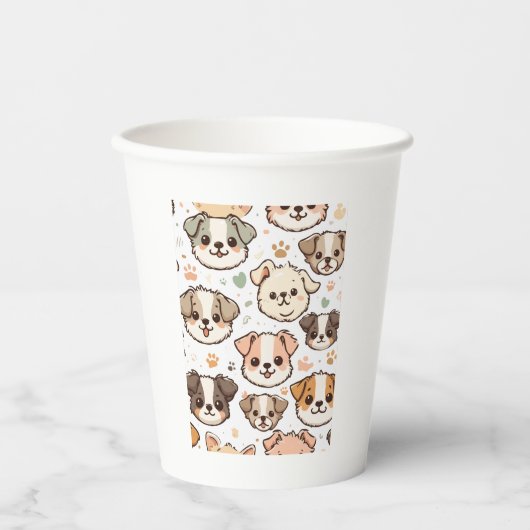Happy Niedlich Puppies Pattern Pappbecher (Vorderseite)