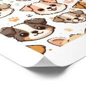 Happy Niedlich Puppies Pattern Poster (Ecke)