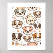Happy Niedlich Puppies Pattern Poster (Vorne)