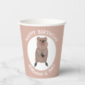 Happy niedlich Quokka personalisierter Cartoon Geb Pappbecher (Vorderseite)