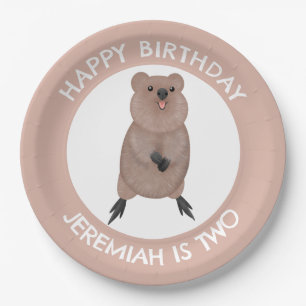 Happy niedlich Quokka personalisierter Cartoon Geb Pappteller
