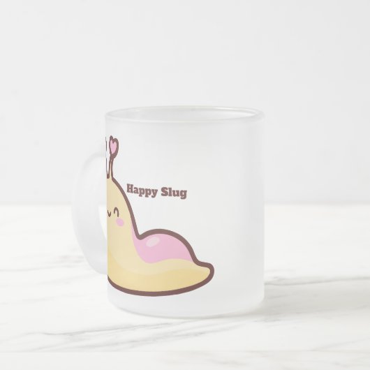 Happy Niedlich Slug mit Personalisiertem Text Mattglastasse (Vorderseite Links)